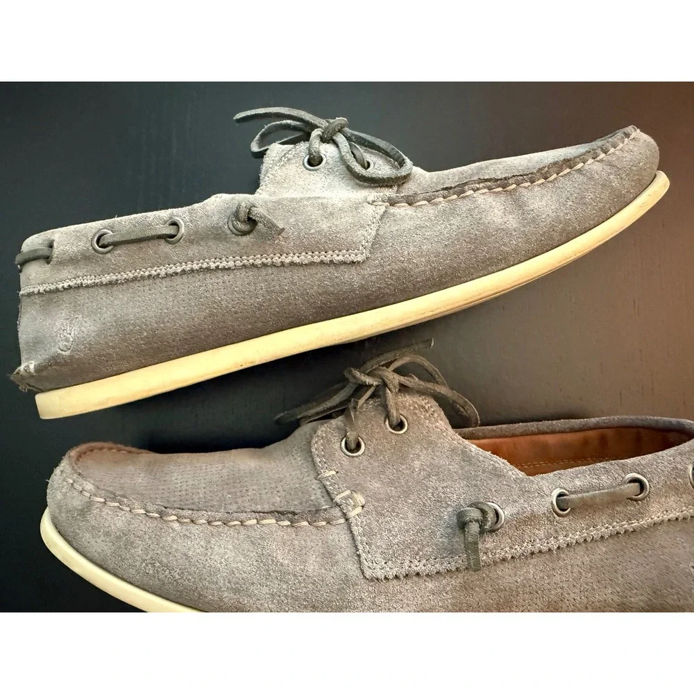 John Varvatos USA Mens Suede Boat Shoes Size 8M Gray Slip-On Deck Resortwear